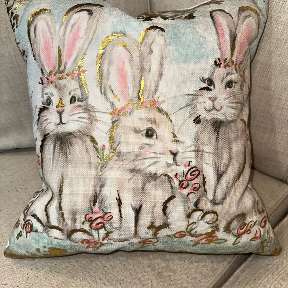Whimsical Bunny Decorative Pillow